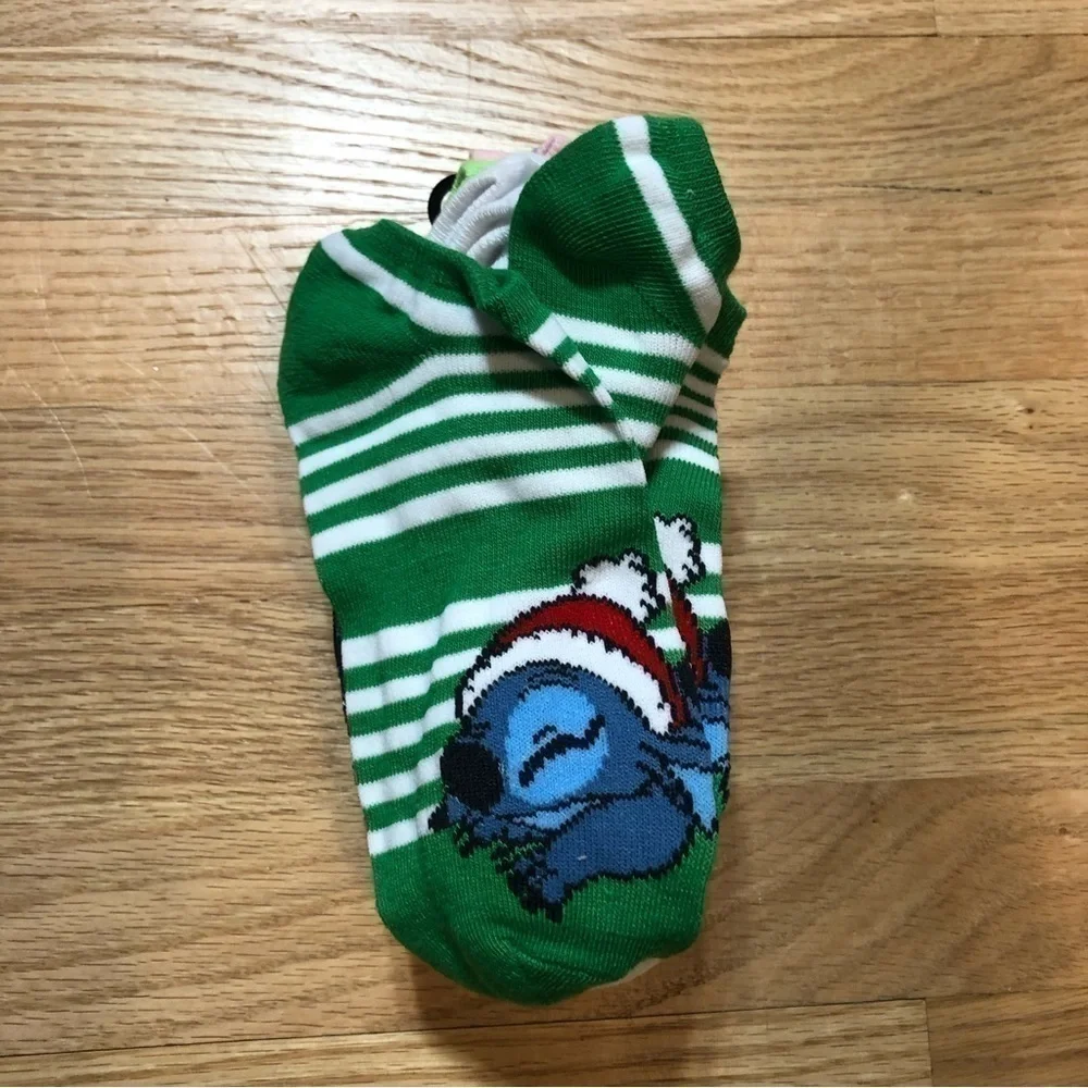 Stitch 6 Pairs Christmas Socks Disney NEW Red Green Blue Women’s No Show
